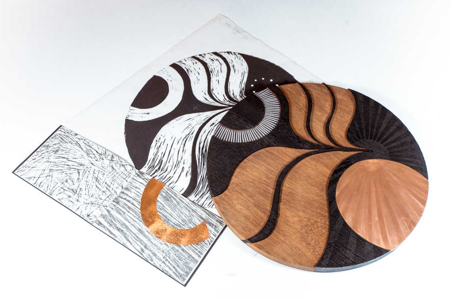 Limited edition zine, linocut and wood-carving set.