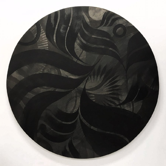 'Circle 3' ink on wood, 120cm.