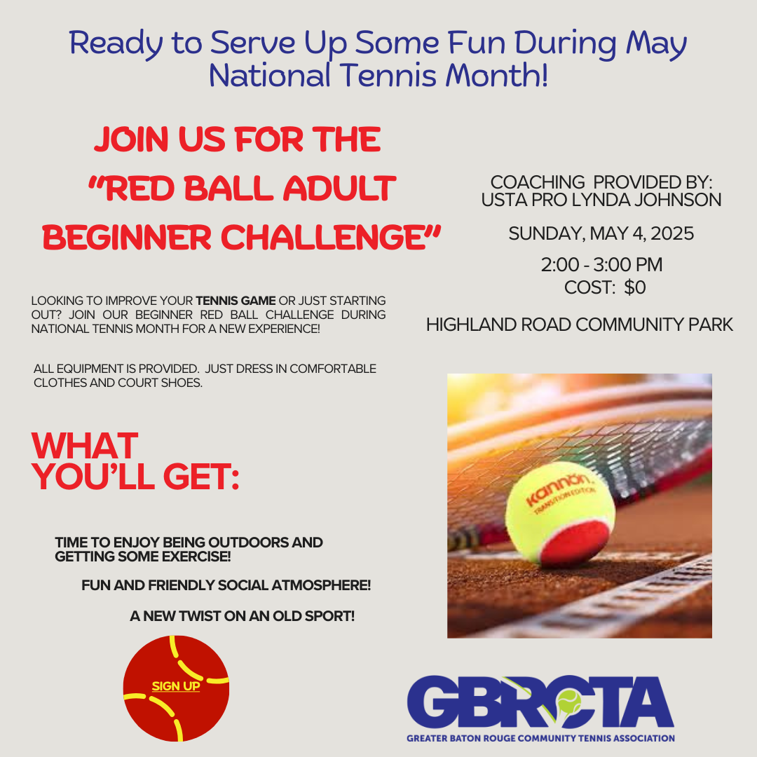 Adult Beginners Red Ball Challenge with USTA Pro Lynda Johnson National ...