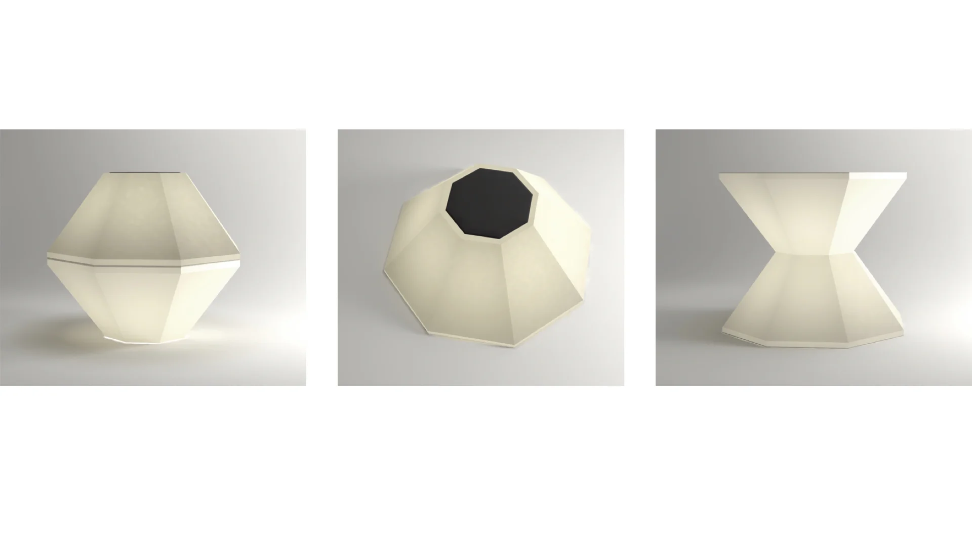 LuminAid A modern tabletop solar light for the home. Semi-translucent TPE gives this compact solar powered LED lamp a warm glow. Magnetic elements are incorporated into the base and top of the lamp allowing for attachment to outdoor metal surfaces as well as a multitude of enjoyable and illuminating stacking configurations. For inspiration I was drawn to the simplicity of geometric shapes and how their facets capture and transmit light. The polyhedron forms balance themselves as a stand alone object and yet relate to one another as a family of products through common planes and intersections. 