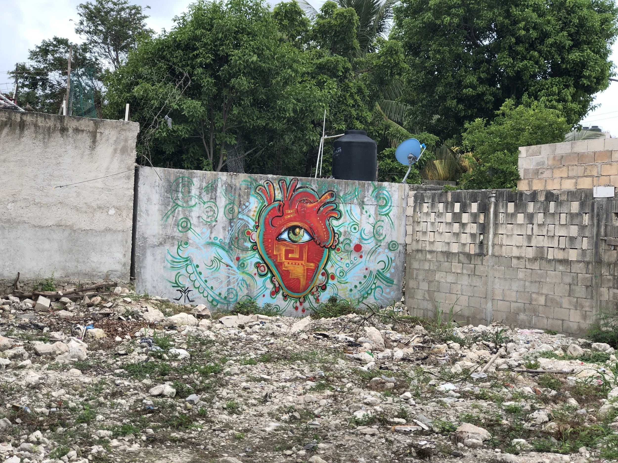 mexican artwork is all over the walls in tulum