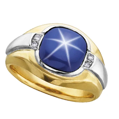 MEN'S SYN STAR SAPPHIRE DIAMOND RING RING