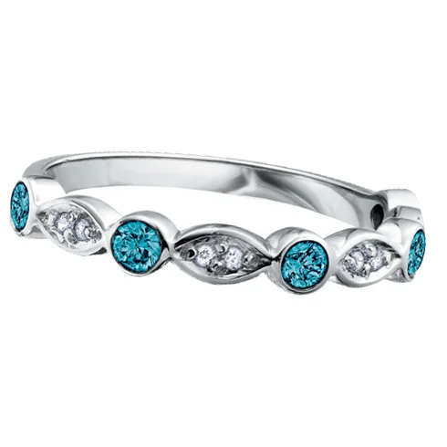 "NATALIE" BLUE & WHITE DIAMOND RING