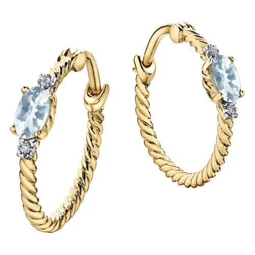 AQUAMARINE DIAMOND HOOPS