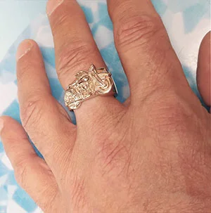 MOTORCYCLE GOLD RING, BIKER RINGS