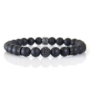 Black Onyx Stone Bead Bracelet Gold Star Jewellers
