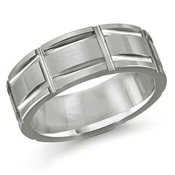 Men's Tungsten Grooved Pattern Band