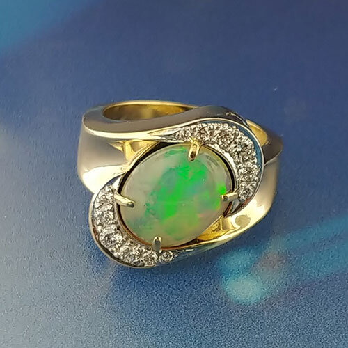 Custom opal and diamond ring