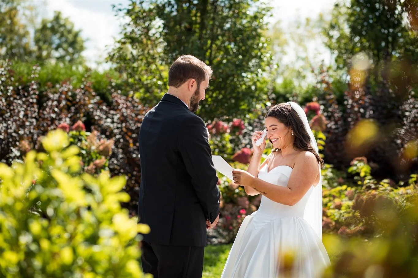 Exchanging your vows privately after your first look is a moment that you&rsquo;ll cherish forever! 

Photographer: @cassondremae_photography 
Venue: @thebarnatvilla 
Florals: @merrittflorist 
Makeup: @beautybyjahna 
Hair: @agbeautyservices