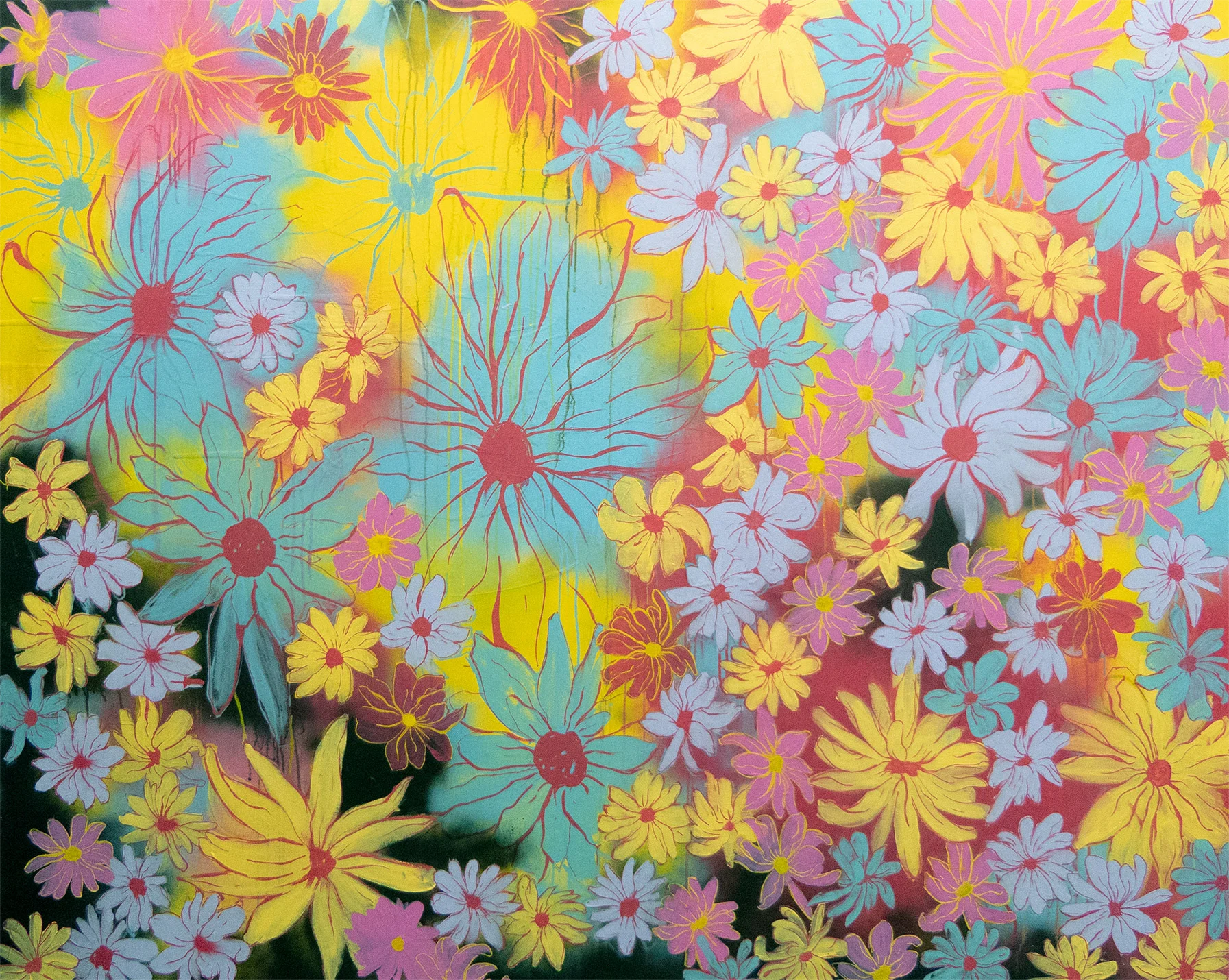Revenge of the Flowers, Acrylic on Canvas, 6'x5'