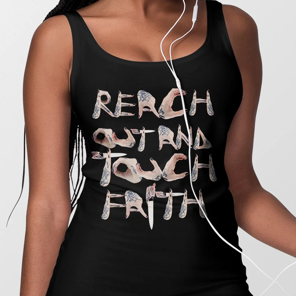 Speaking in Hands Typography Art T-Shirts - Depeche Mode Shirt - Reach Out and Touch Faith