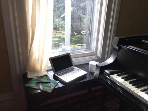 My sunny writing and coffee spot most mornings here at Arts Letters & Numbers