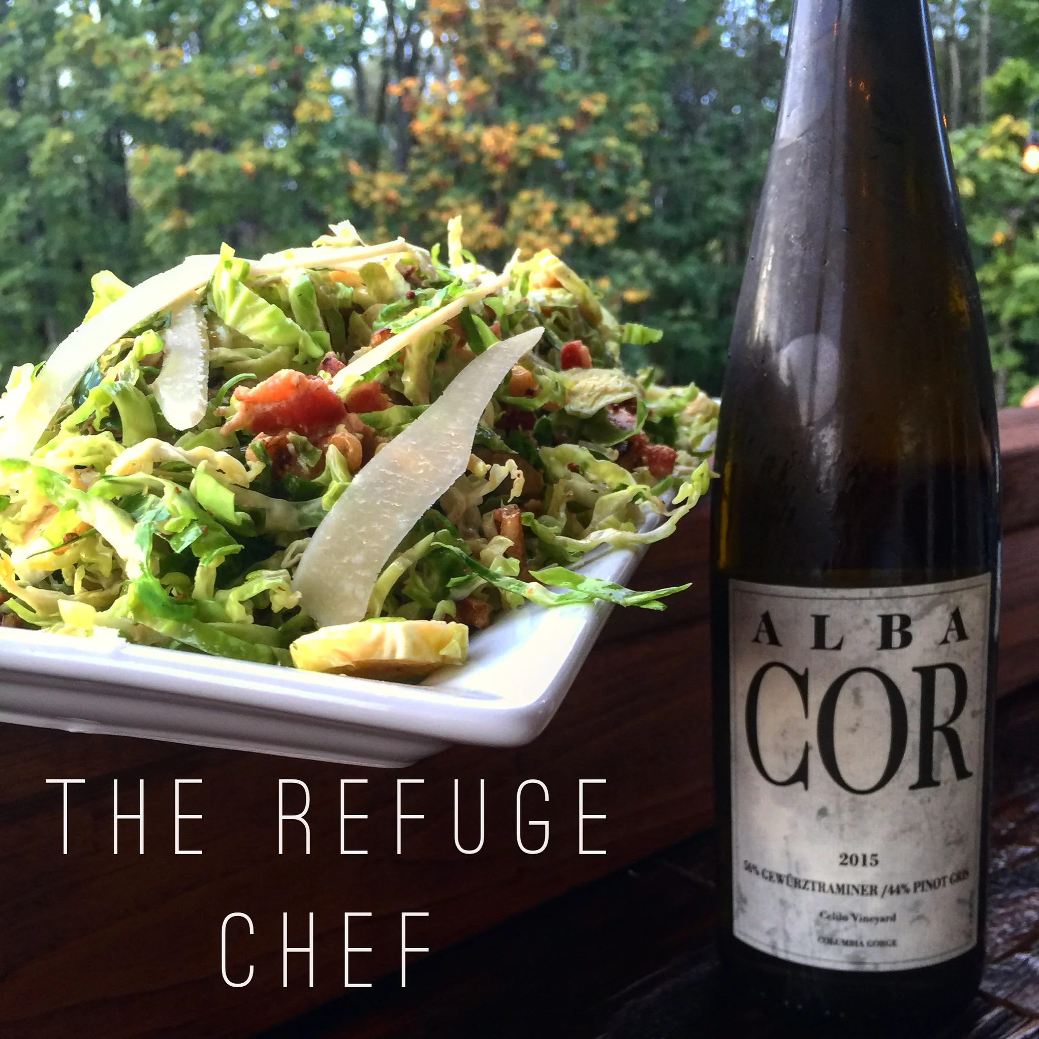 Shaved Brussel Sprout Salad with Warm Bacon Vinaigrette