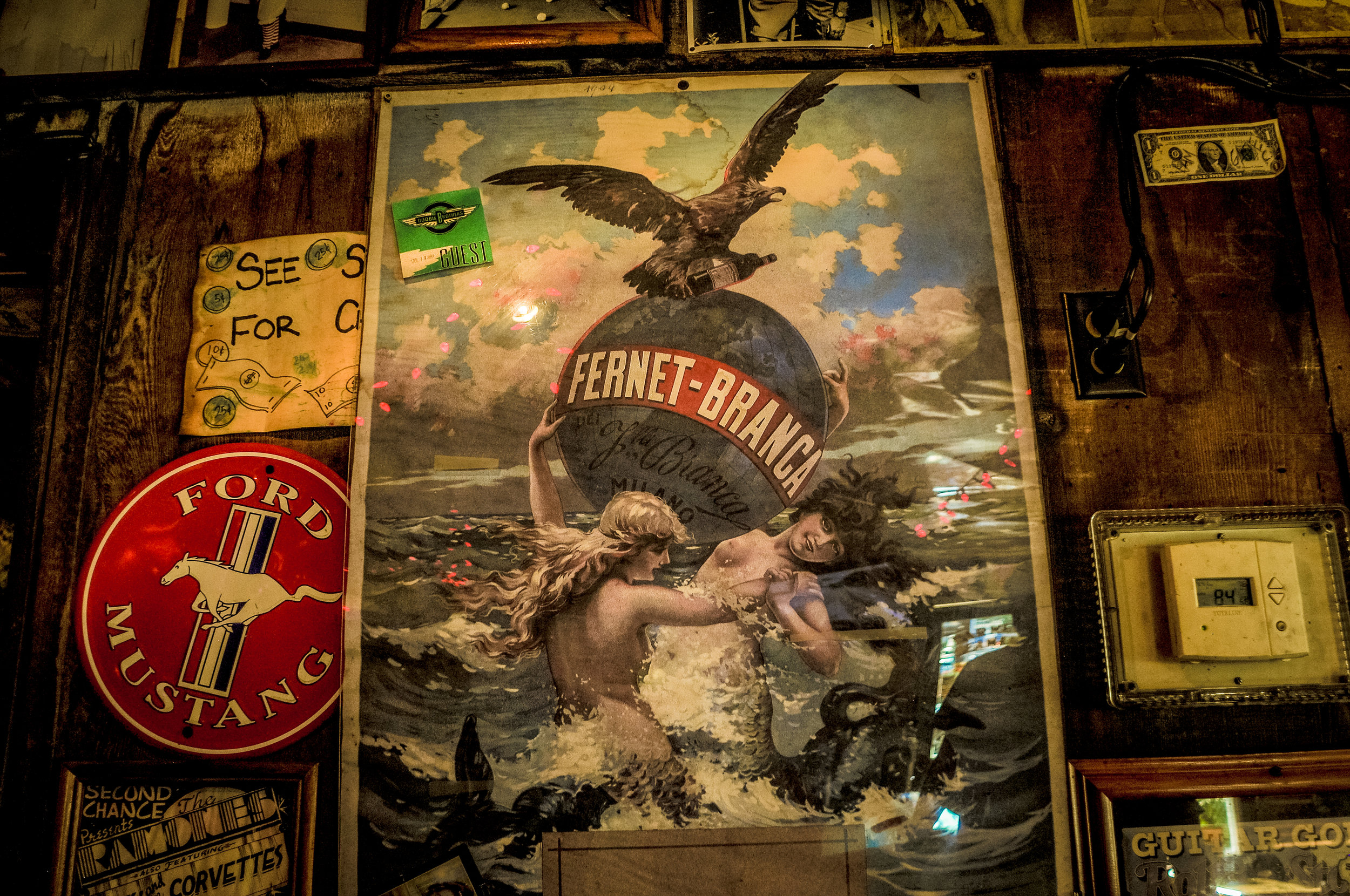 A wall in Barneys Beanery