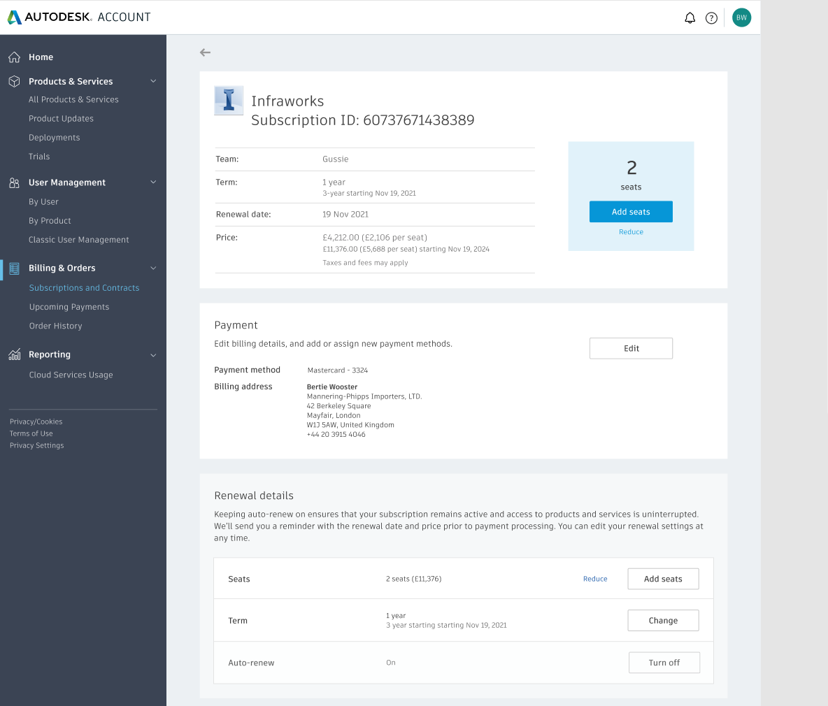   (Above) User returns to the management screen, with a small note indicating the future term change  