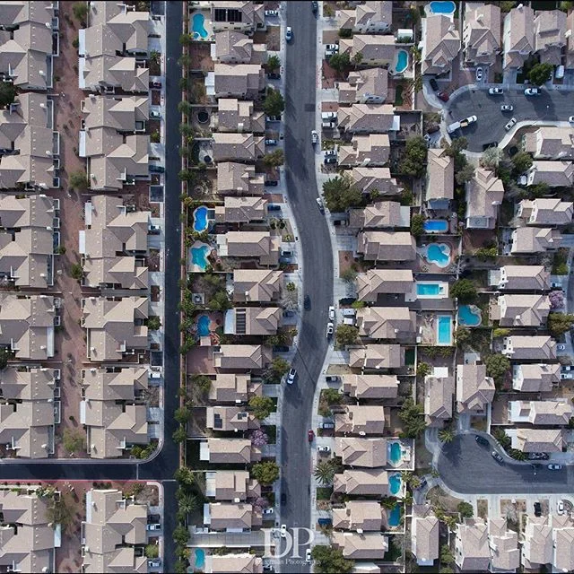 Whenever I take straight down photos in suburban areas I always think of Malvina Reynolds - Little Boxes. #dautermanphotography #drone #drones #dji #djiphantom4 #phantom4 #quadcopter #uav #uavpilots #flying #straightdown #losvegas #nevada #explore #a