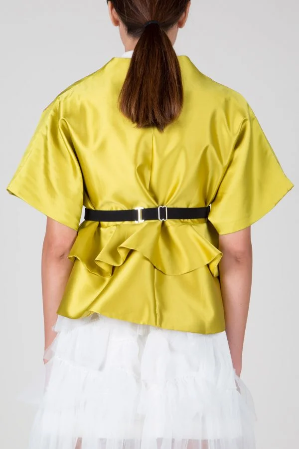 beulah yellow silk short peplum kimono back.jpg