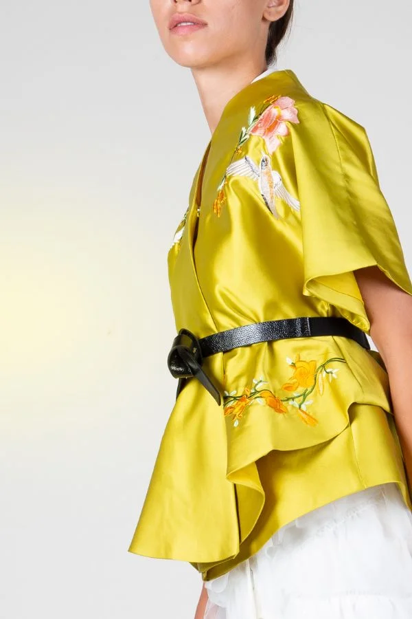 beulah yellow silk short peplum kimono.jpg