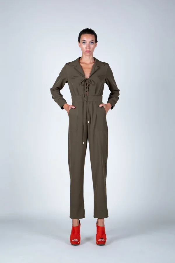 beulah olive green embroidered 'club' jumpsuit front.jpg