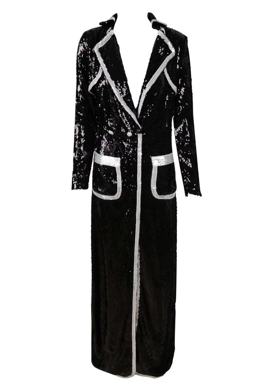 Seka Black and silver sequin tuxedo dress no model.jpg