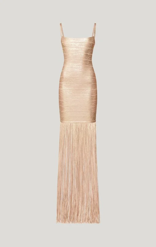 YULISSA GOLD LONG BANDAGE FRINGE BOTTOM DRESS NO MODEL.jpg