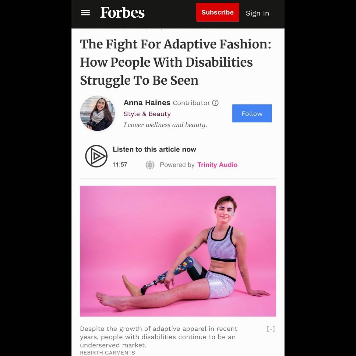I&rsquo;m in another article on @forbes for @forbeslife by @annarosalie , I think that&rsquo;s a record for me, to have 2 articles in the same huge publication in one week! This one is titled: &ldquo;The Fight For Adaptive Fashion: How people with di