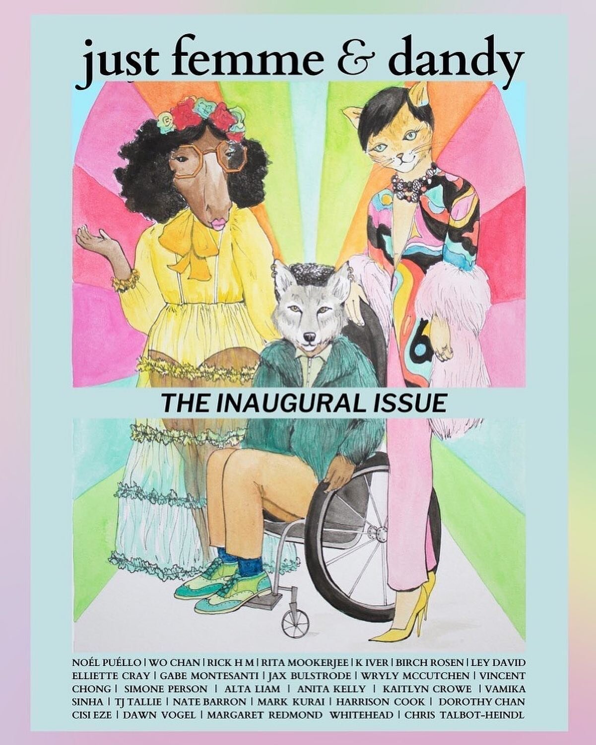 I&rsquo;m so happy to announce that the first issue of @justfemmeanddandymag is here! Please read and share our inaugural issue! Link in bio, we are besides ourselves with delight!
I made all the image descriptions and the audio description (with the