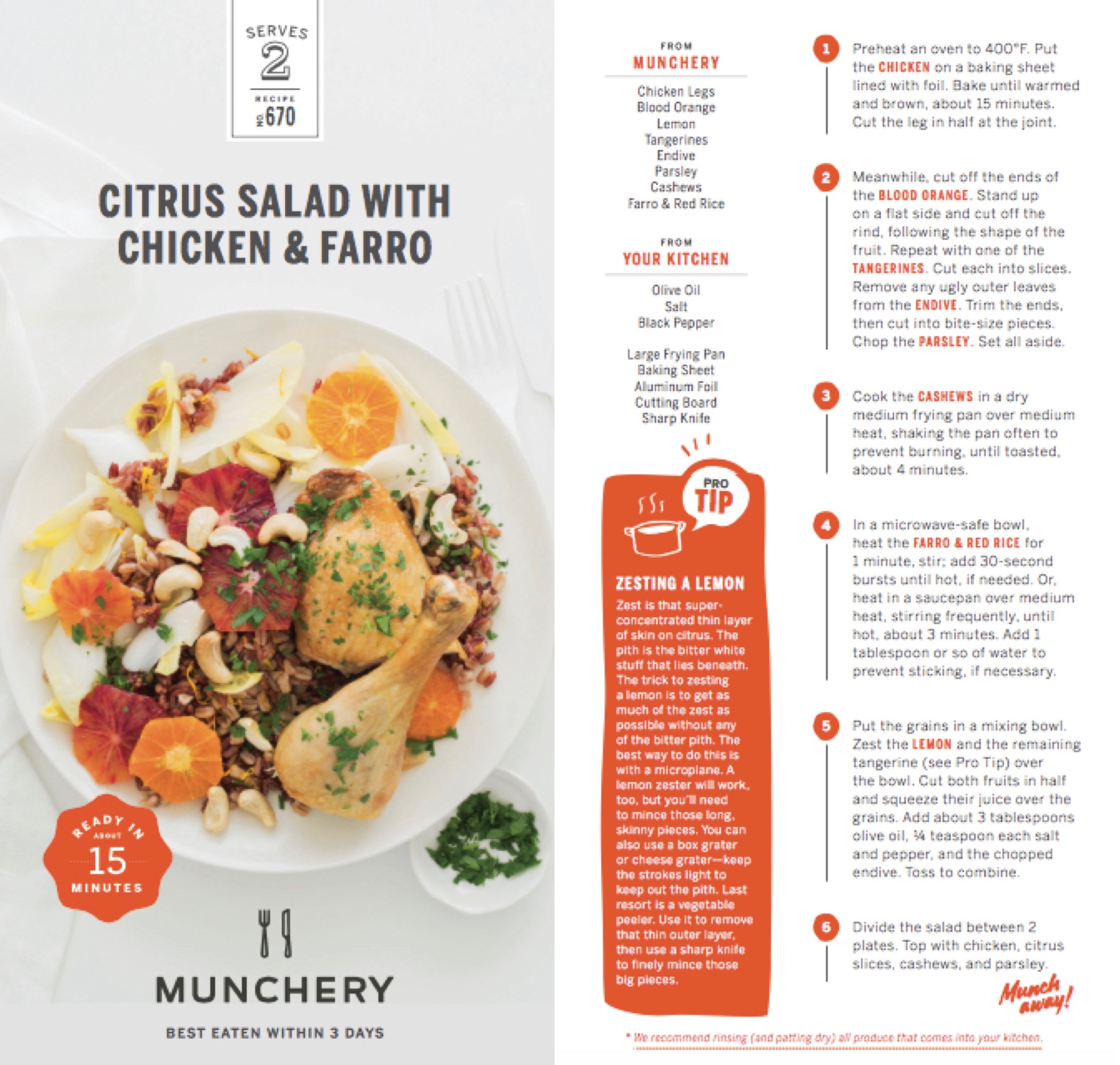 Munchery: Recipe Cards