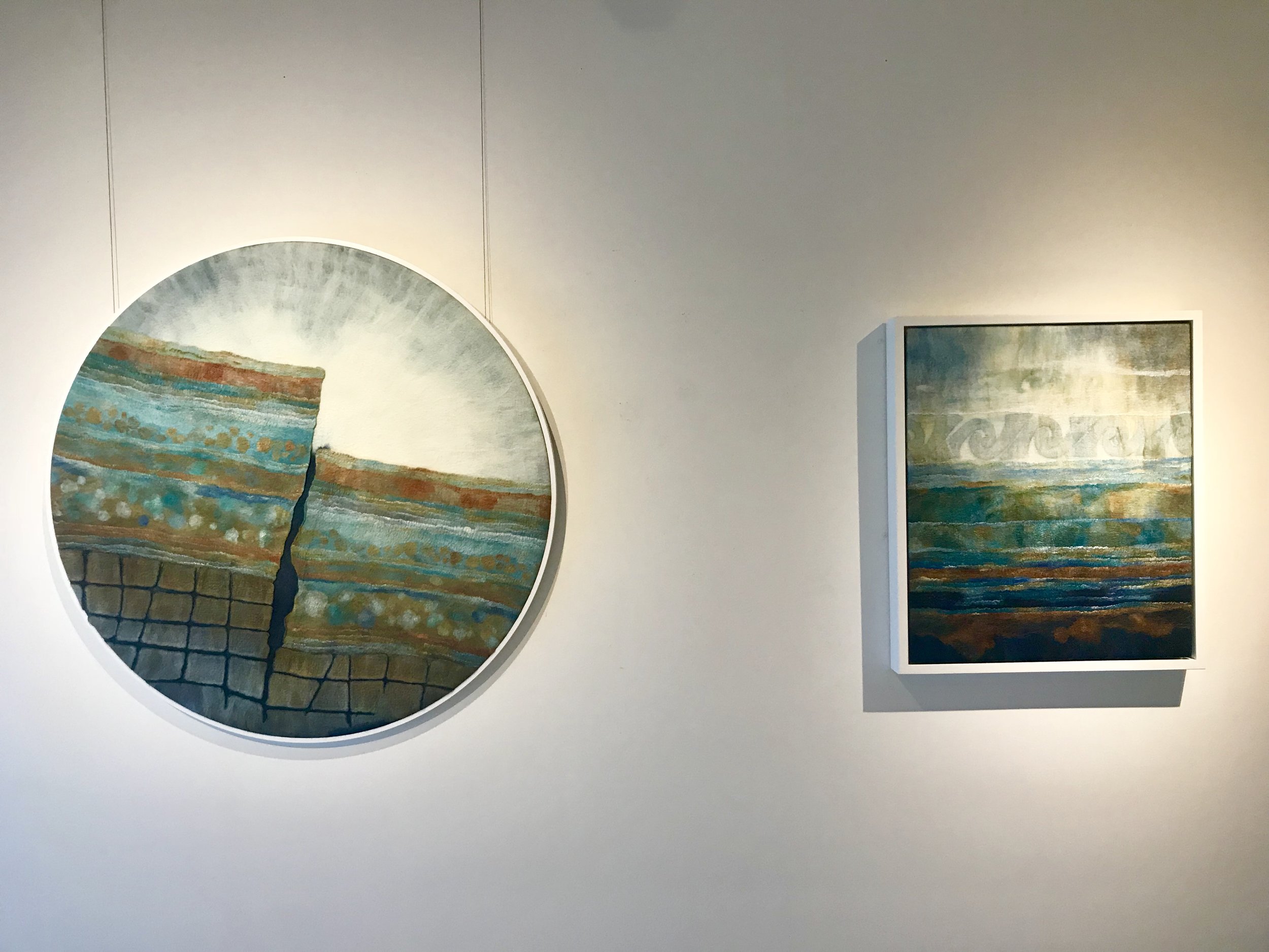 “Kaikoura” and “Sediments’ Story” hanging together in curated exhibition The Cutting Edge: Freeing Textiles.