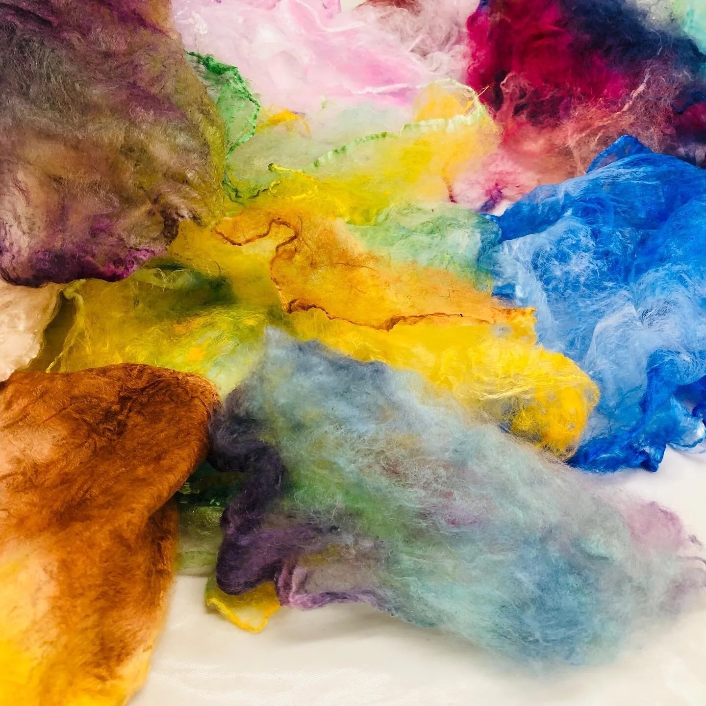 hand dyed silk fibres