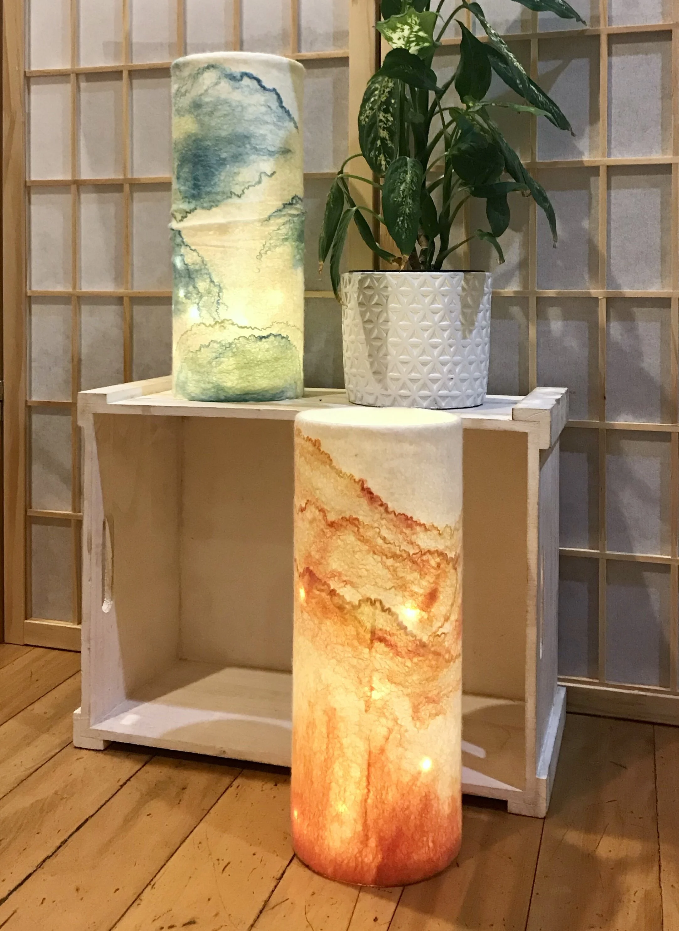 Illuminated fibre artworks