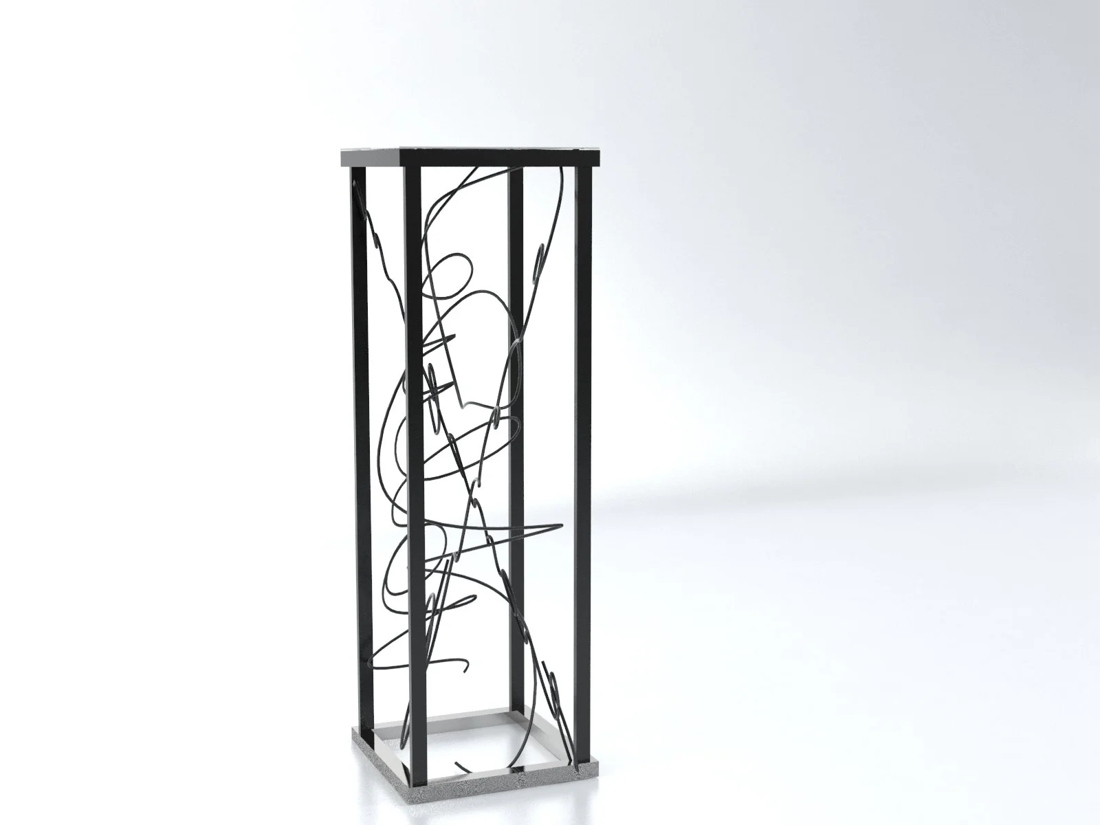 TWISTS // FURNITURE Specific words were chosen to tell a story, and twisted together in cold rolled steel inside an angular steel cage. 