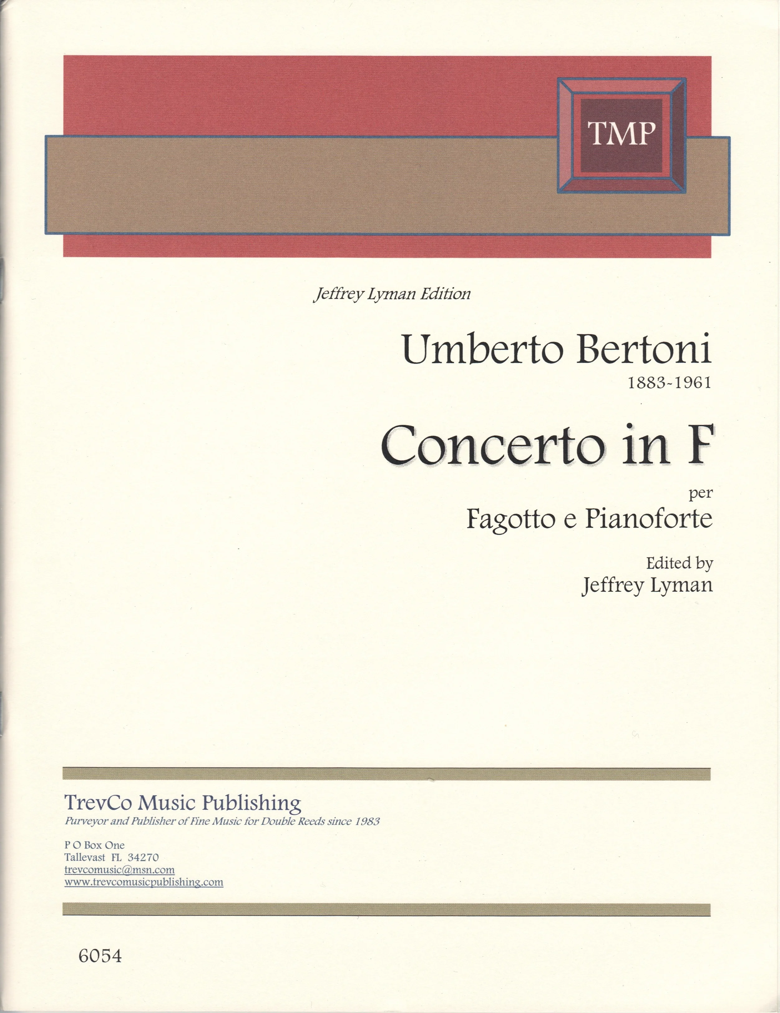Umberto Bertoni: Concerto in F for bassoon & piano