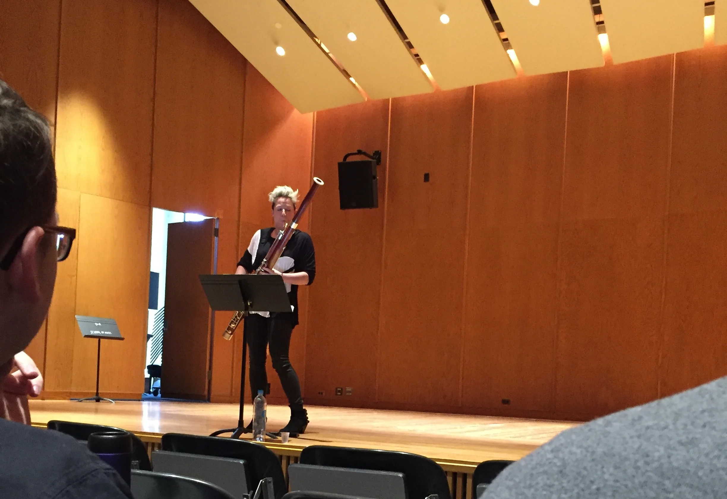   Rebekah Heller of ICE (International Contemporary Ensemble) performs Dai Fujikura's "Following" at her master class on March 12, 2017.&nbsp;  