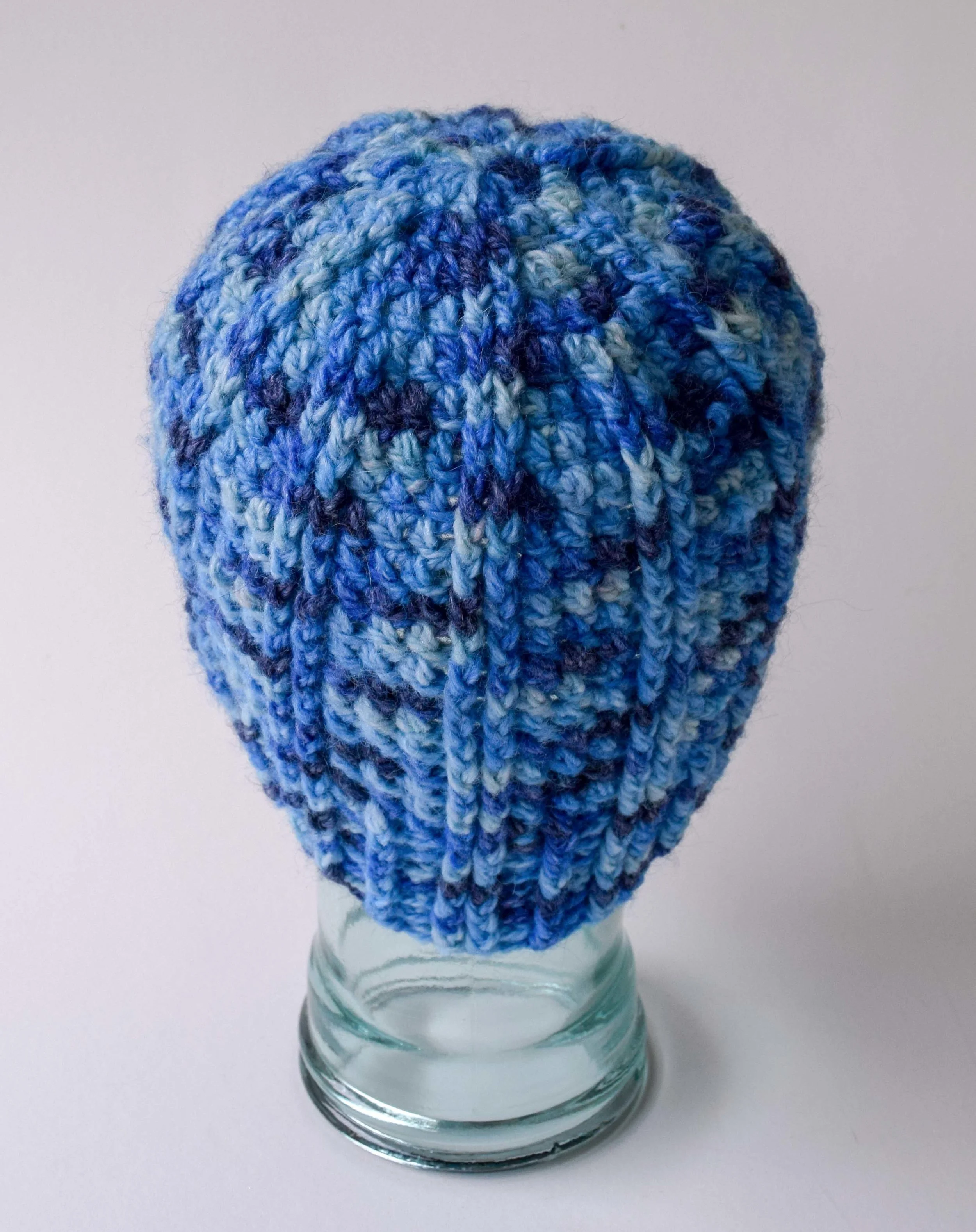 blue knitted alpaca hat