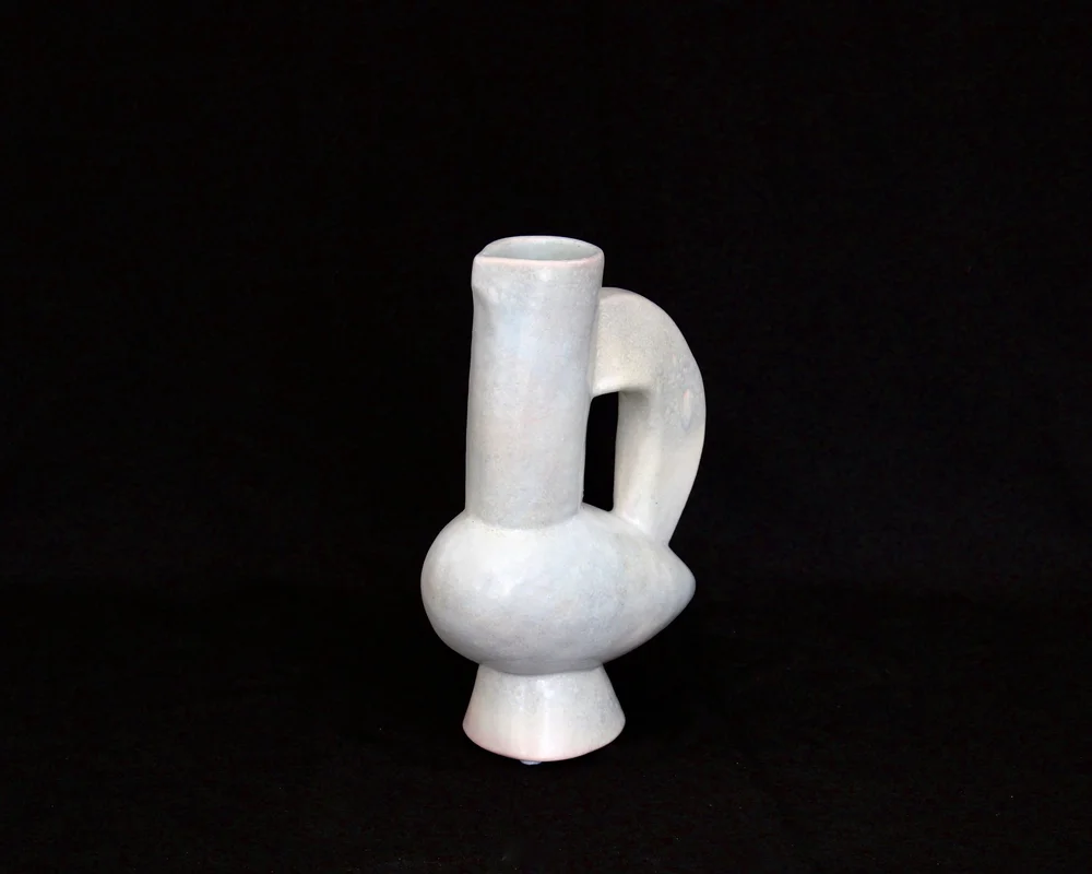 Jacques Blin French White Ceramic Abstract Pitcher Vase — pavilion