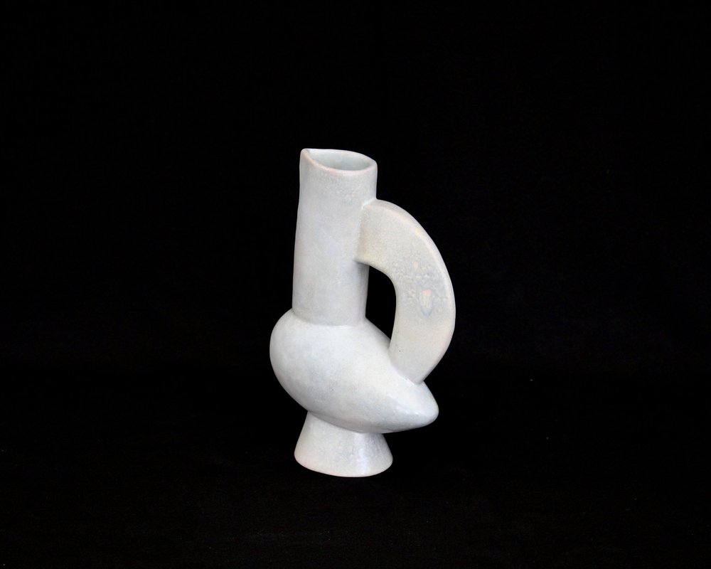 Jacques Blin French White Ceramic Abstract Pitcher Vase
