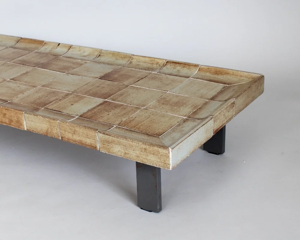 Roger Capron French 1970's Ceramic Tile Coffee Table Model Cuvette