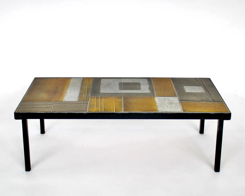 Roger Capron French 1960's Ceramic Tile Coffee Table — pavilion