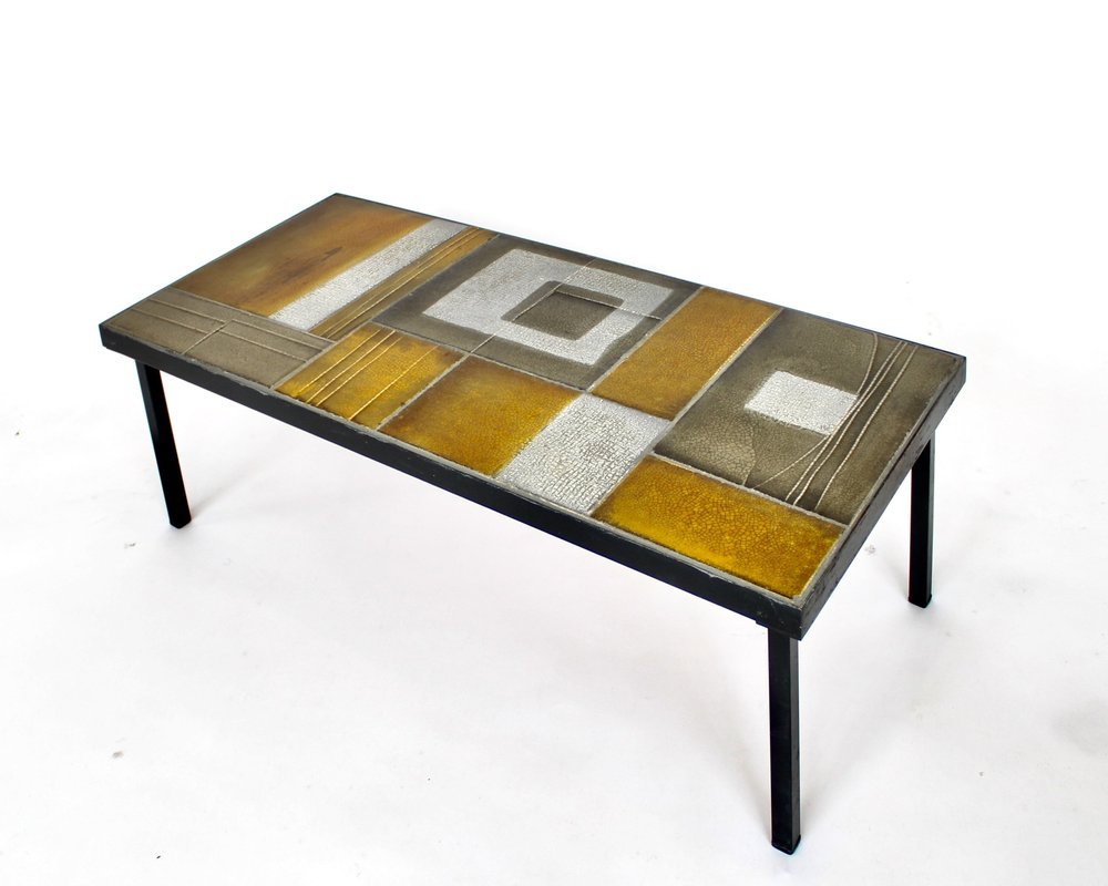 Roger Capron French 1960's Ceramic Tile Coffee Table — pavilion