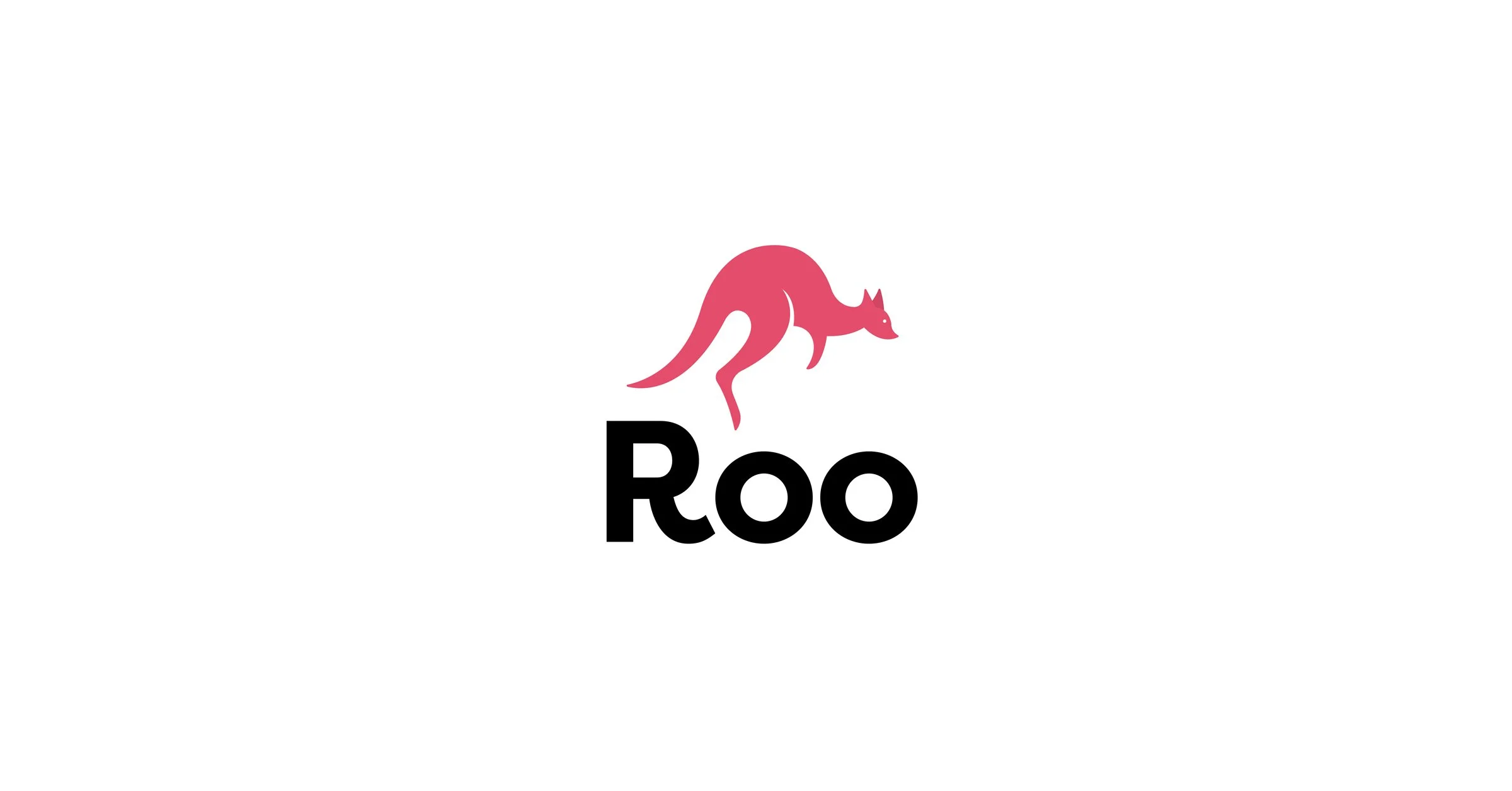 Pink kangaroo logo with "Roo" text below it in black.