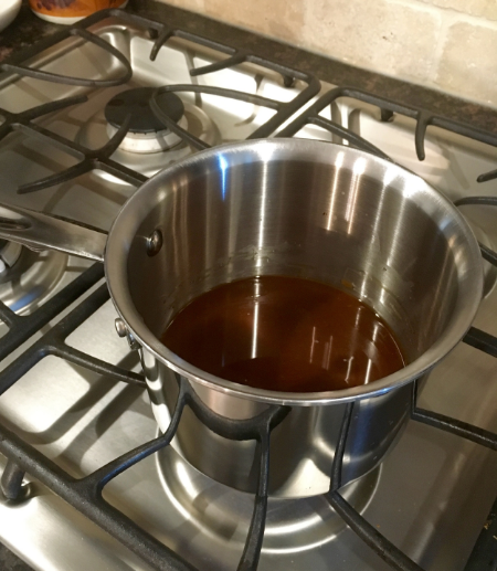 I got to use our brand new stainless steal saucepan from William Sonoma! 