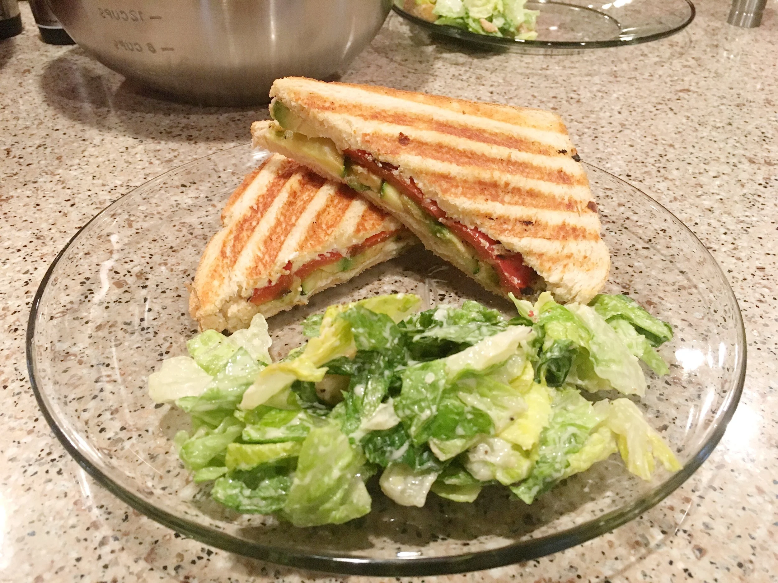 Grilled Zucchini, Bell Pepper & Avocado Panini 