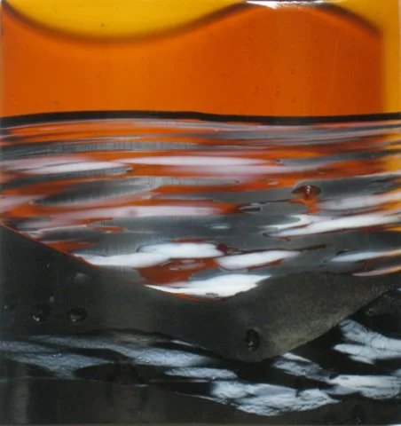 "Amber Sea" - Fused Glass (12" Square)