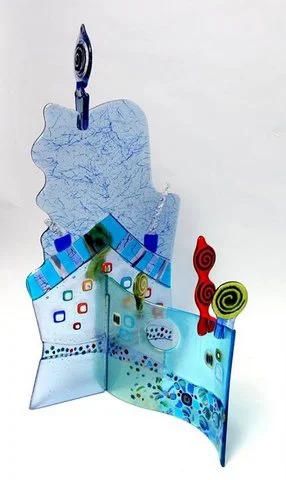 "Hundertwasser Visits Whoville" - Interlocking Fused Glass
