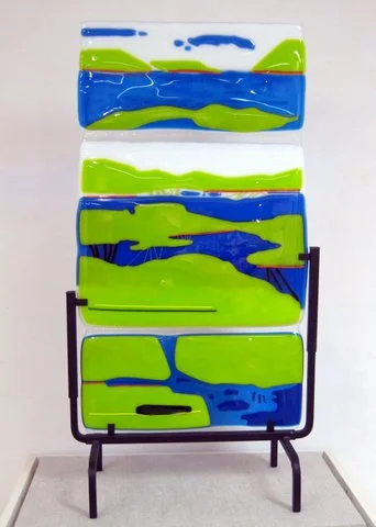 "Landscape Triptych" - Fused Glass (22" high) 