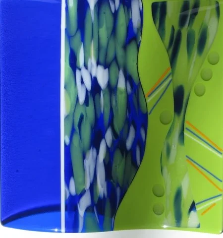 "Abstract Landscape" - Fused Glass (12" square) 