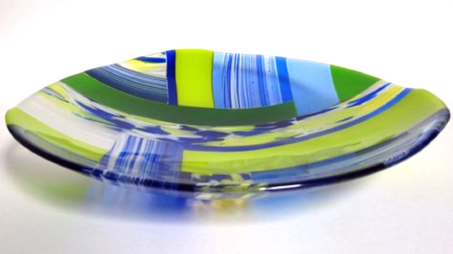 "Got the Blues and Greens" - Fused Glass (17"x2"d)