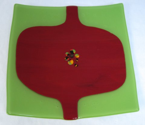 "Pomegranate" - Fused Glass Plate (12" square) SOLD