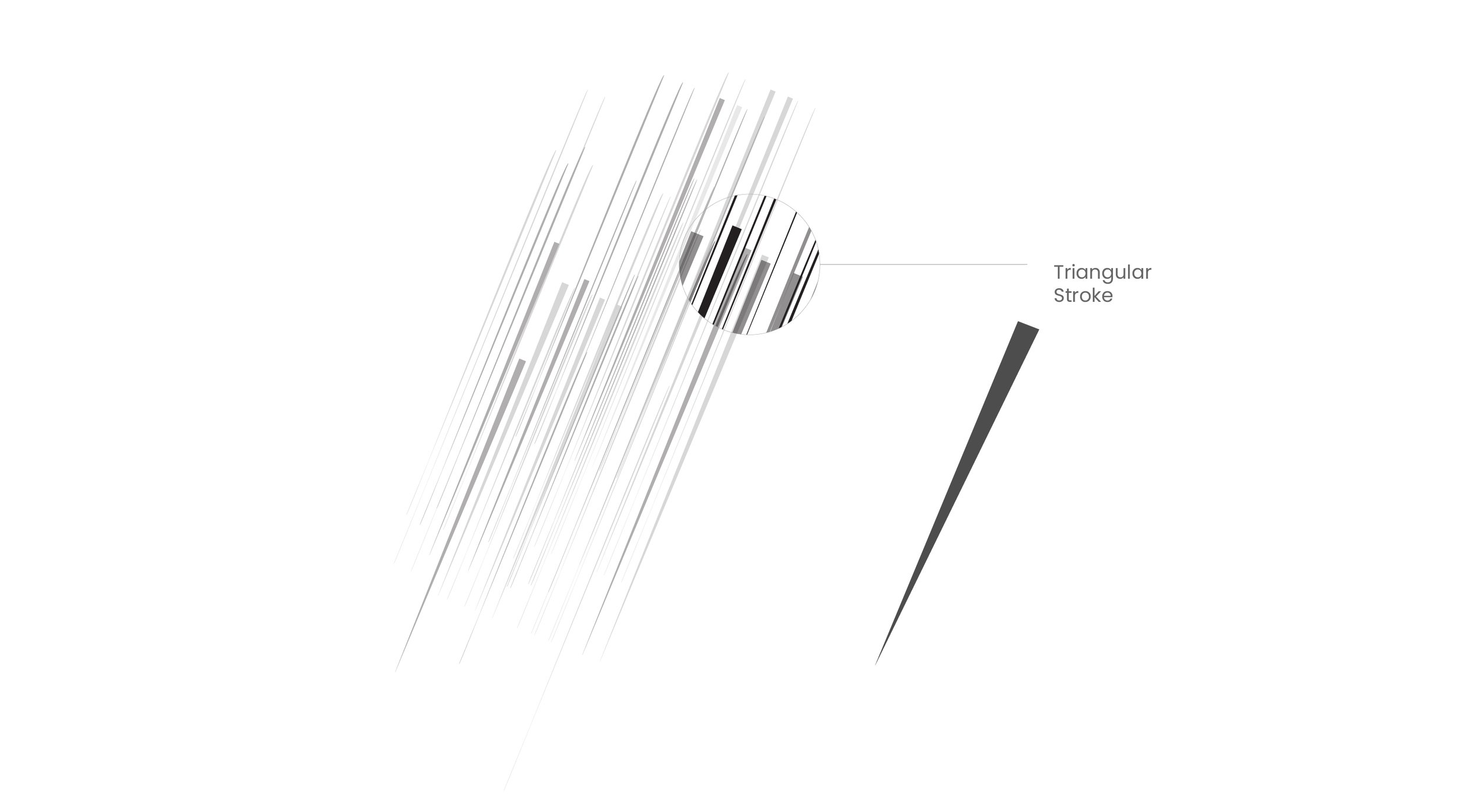 The pattern is made by layering many stirps that travel from a point to a longer edge (in a long triangular stroke).